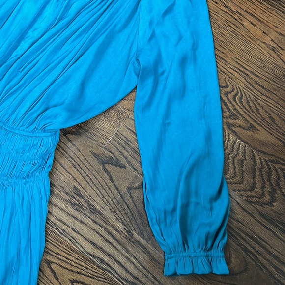 Current Air Mini Dress Smocked pleated Medium TEAL long sleeve tunic - Picture 7 of 8